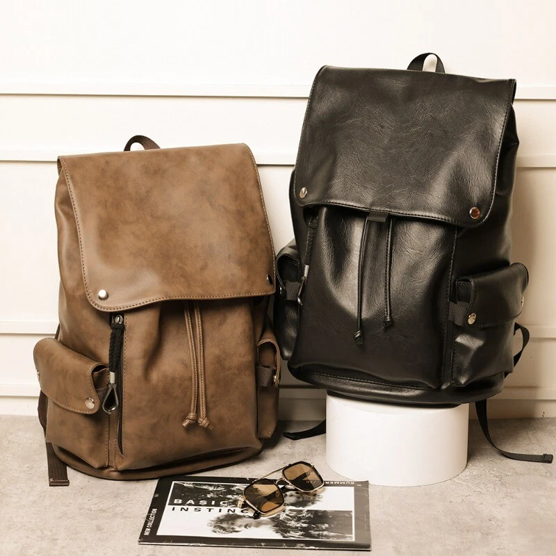Casual Retro Backpack Trendy Men's Leather Backpack Travel Bag Student Backpack