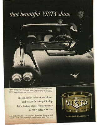 #ad 1959 Simoniz Vista Car Wax #x27;59 Ford Thunderbird Vintage Print Ad $8.95