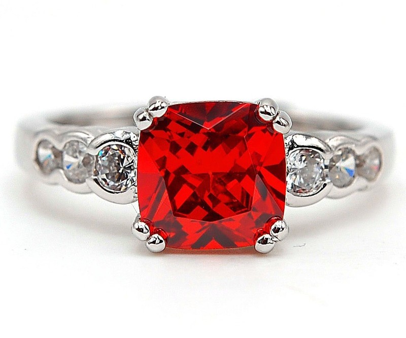 2CT  Fire Garnet 925 Solid Sterling Silver Ring Sz 7 MM2-3