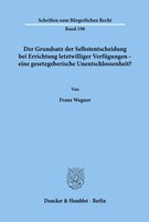 Franz Wagner | Der Grundsatz Der Selbstentscheidung Bei Errichtung...