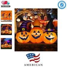 6 FT Halloween Inflatables Outdoor Pumpkin Combo with Wizard hat Blow Up Yard...