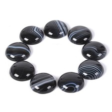 Gemstone Black Banded Agate Round Cabochon 6mm For Making Jewelry