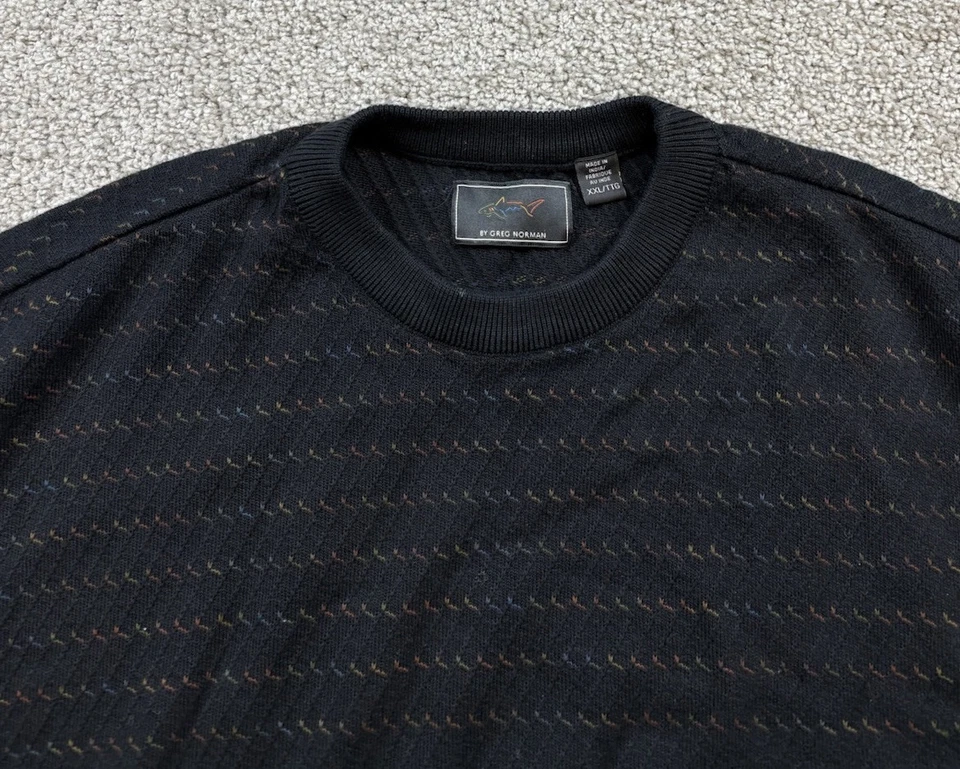 Suéter masculino Greg Norman XXL golfe geométrico vovô Cosby Preppy pulôver preto - Imagem 4 de 4