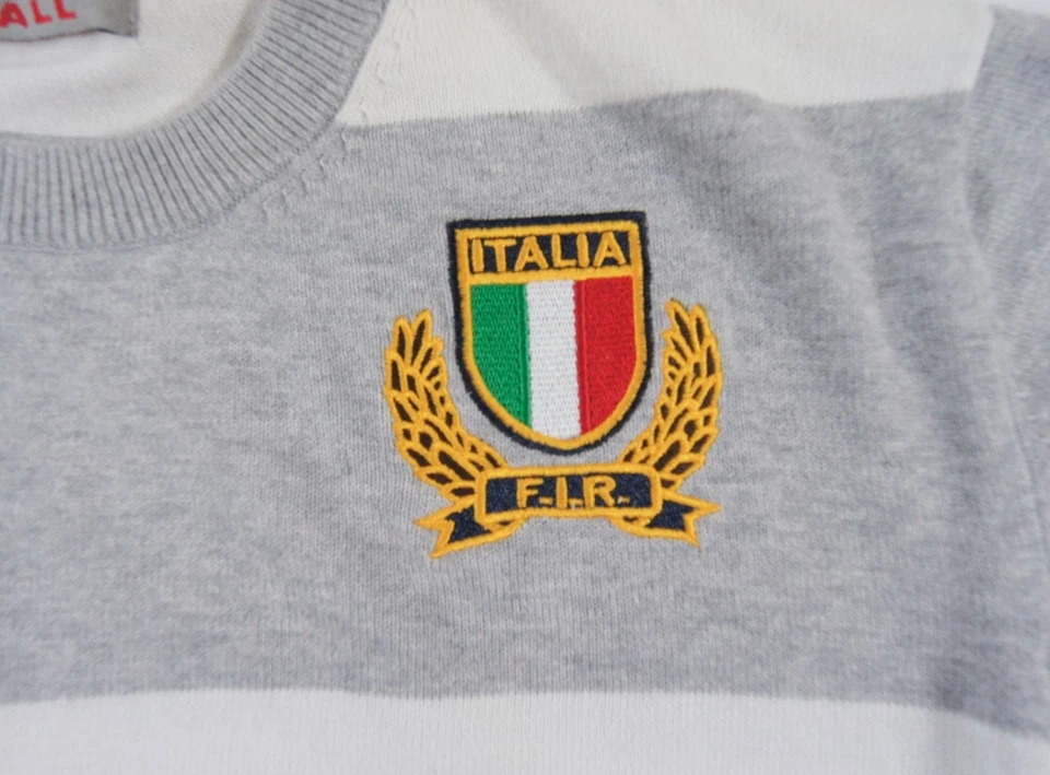 Каппа свитер мужской маленький белый серый вязаный Crewneck Италия в полоску футбол - Изображение 3 из 4