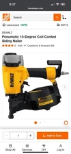 DEWALT 15-Degree Pneumatic Coil Corded Siding Nailer