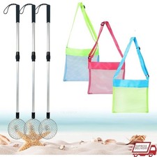 6Pcs Beach Sand Sifter Shark Teeth Scoop Collecting Bag Shell Shovel Tool New