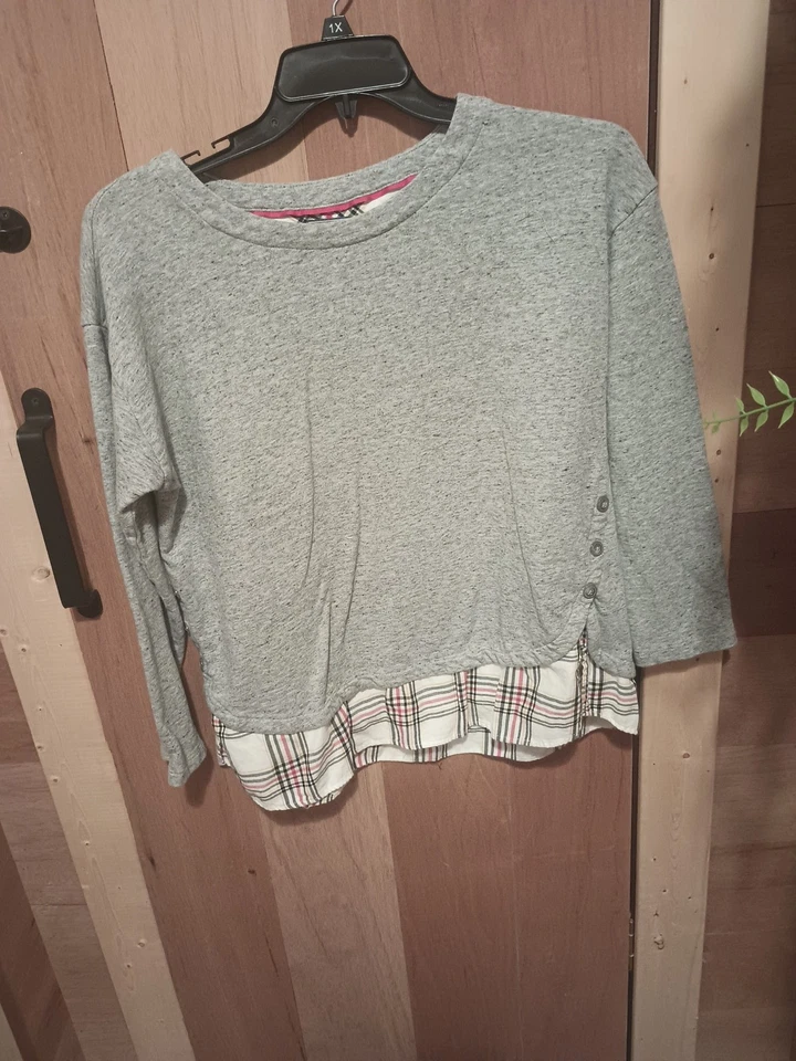 Lot of 2 IZOD Womens Sweatshirt Button Side 2-Fer Red Gray Long Sleeve Size XXL - Image 3 of 4