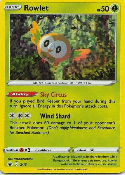 Rowlet Holo 2/15 Pokemon McDonald's Collection 2022 NM Pokemon TCG
