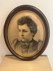 Vintage Oval Wood Picture frame with glass Woman Antique photo 16.5"x13.5" — photo 2
