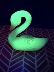 Fenton Art Glass Custard Uranium Satin Hand painted signed Swan