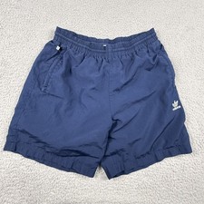 Adidas Shorts Mens Large Blue Trefoil 3 Stripes Zip Pockets Gym Athletic Mesh