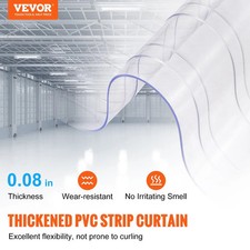 Clear PVC Strip Curtain, 50 ft Length x 8 in Width, Ribbed Plastic Door Strip Bu