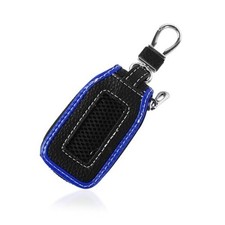 Car Key Fob Case, Leather Car Key Chain Case Holder with Mesh Black blue
