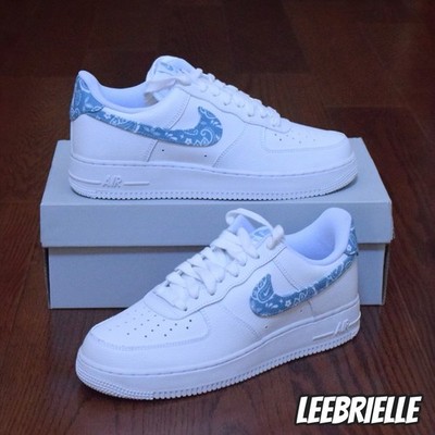 Nike Air Force 1 '07 White Blue Paisley DH4406-100 - Women's Size 9.5