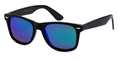 Polarized Lightweight Retro Mens Sunglasses Black Frame Purple Green Mirror Lens
