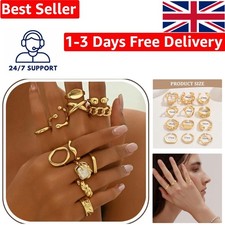 12PCS Gold Sliver Chunky Rings for Women, Gold Sliver Stackable Knuckle Rings...