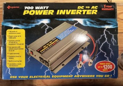 Superex DC to AC Inverter 700W 1200W Surge Overload Protection Tested Working