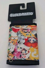 New Nintendo Super Mario Bros Trifold Wallet Mario Peach Luigi Collectors