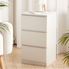Image of Modern Nightstand Bedroom Bedside Table Storage Cabinet with 3 Drawer 