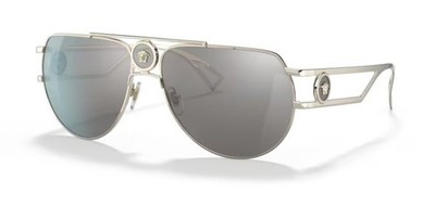 Versace VE 2225 12526G 60mm Pale Gold Metal Sunglasses Silver Mirror