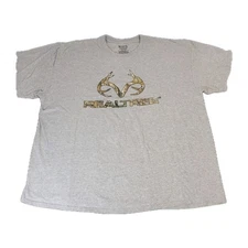 Realtree T-Shirt Men's XL Gray Camo Logo Deer Hunting Outdoors Cotton Blend