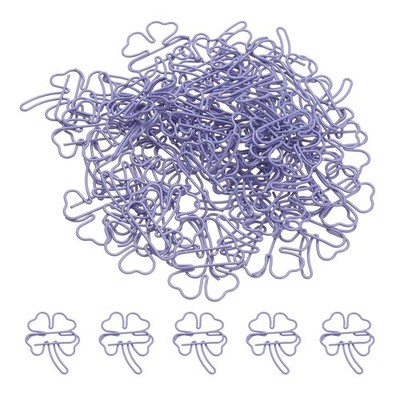 50pcs Paper Clip, Shamrock Paper Clip Small Cute, 35mm, Purple