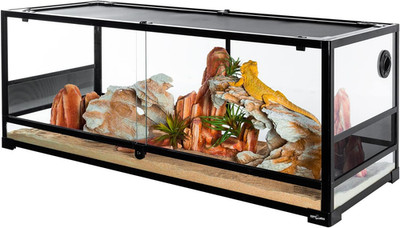 Reptile Tempered Glass Extra-Long Terrarium Habitats 48'' X 18'' X 18'' Reptile Amp