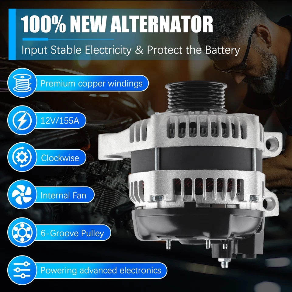 Alternator For Chevrolet Equinoxr GMC Terrain 3.6L 2008-2009 2013-2017 11250 Foto 3 de 4