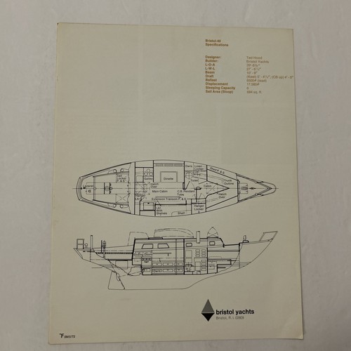 Bristol 40 Segelboot Vintage Händler Verkaufsprospekt Katalog Broschüre Rhode Island - Bild 2 von 5
