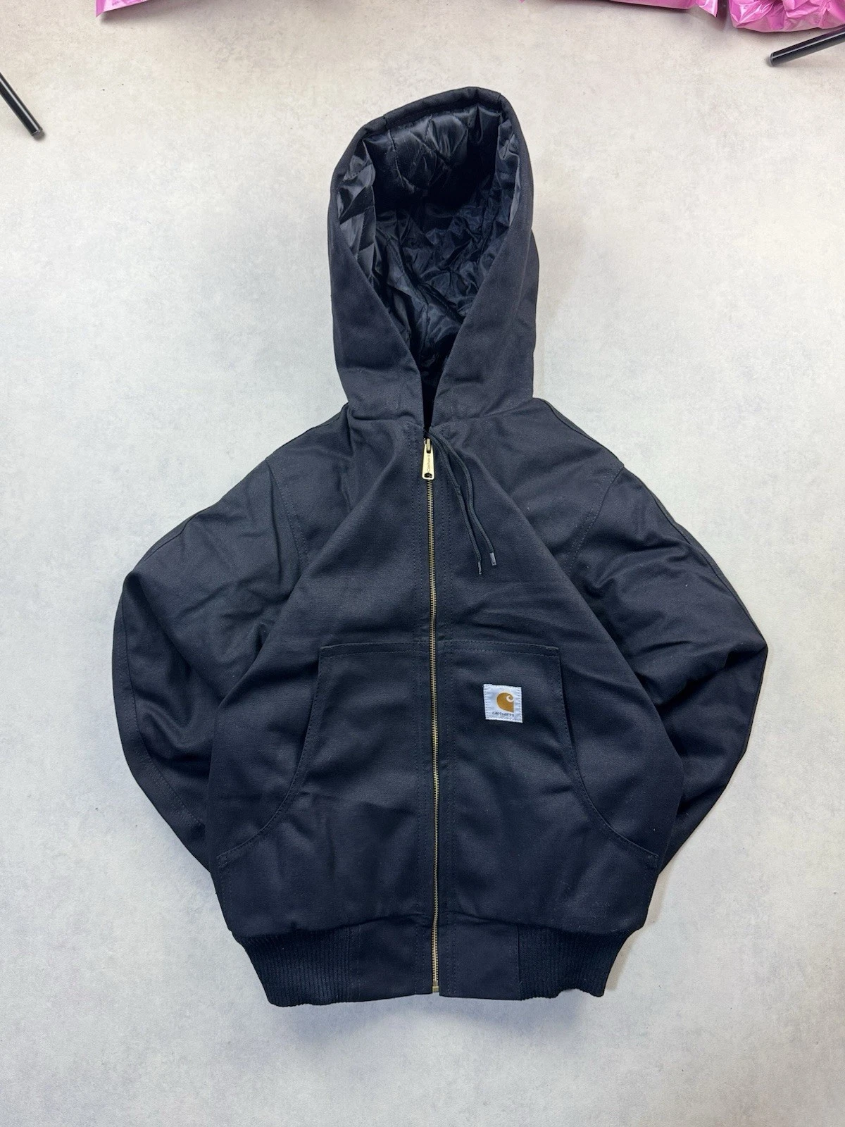 Carhartt Black Canvas Insulated Hooded Jacket M – Rugged Workwear / Active Wear