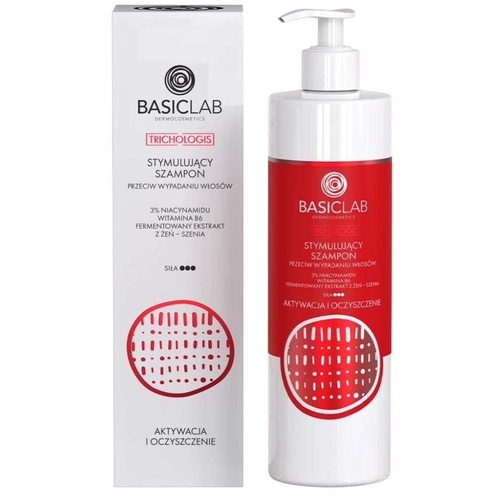 Basiclab Trichologis Stimulating Shampoo Anti-Hair Loss, 3% Niacinamide, Vitamin B6, Fermented Ginseng Extract 300Ml - Image 2