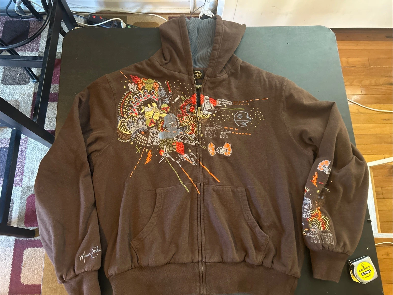 Vintage Rare Star Wars Marc Ecko Full Zip Hoodie Embroidered Size Large Backhit