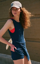 NEW FREE PEOPLE FP MOVEMENT NAVY TRYOUTS WRAP SKORTSIE MINI DRESS ROMPER SZ XS