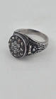 Vintage Sterling Silver Poison Ring, Cz Diamond Chips, Locket Ring size 6