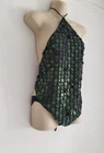 Zara Green Sequin Top, UK Size XL New Backless Ibiza Festival