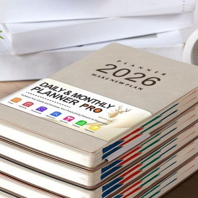 2026 Daily Planner Notebook 360 Pages with Ribbon Bookmarks for Daily Scheduling