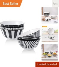 Cereal Bowl Porcelain Soup Bowls - Ceramic Bowl Set 23 oz - 6 Inch Japanese B...