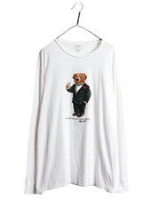 Polo Ralph Lauren Polo Bear Long Sleeve T-Shirt White XL Vintage Cotton Used