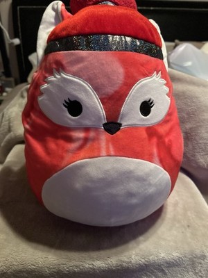 Squishmallows Red Fox Medium Plush Doll Stuffed Animal Santa Hat White Black