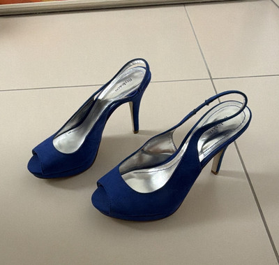 Style&co. Damen Sandalen EU 37 Blau Wildleder Slingback Peeptoe Stiletto