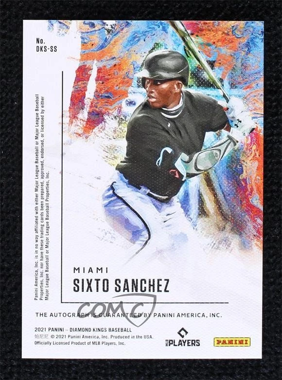 2021 Diamond Kings FOTL Purple /7 ( pictured) Sixto Sanchez Jesus Rookie Auto RC - Image 2 of 2