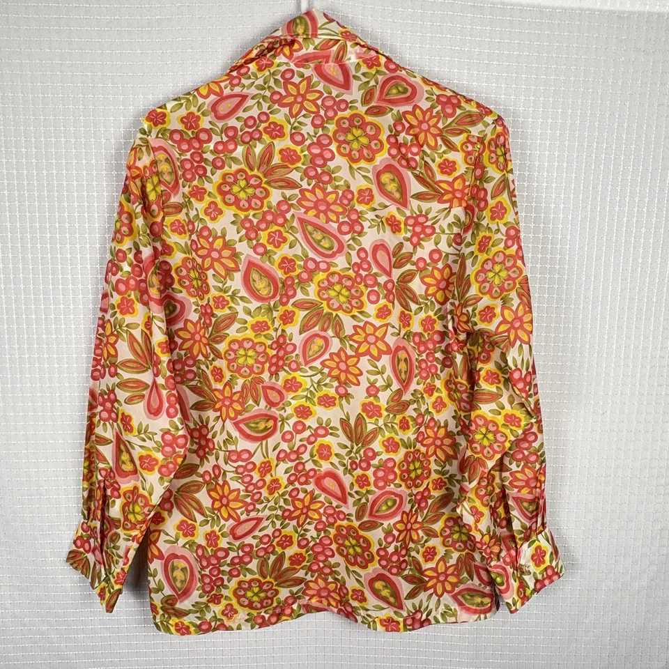 De Colección Años 70 Skyr Nylon Para Hombres Talla Pequeña Discoteca Psicodélico Floral Pullover Camisa de Viento Foto 2 de 4