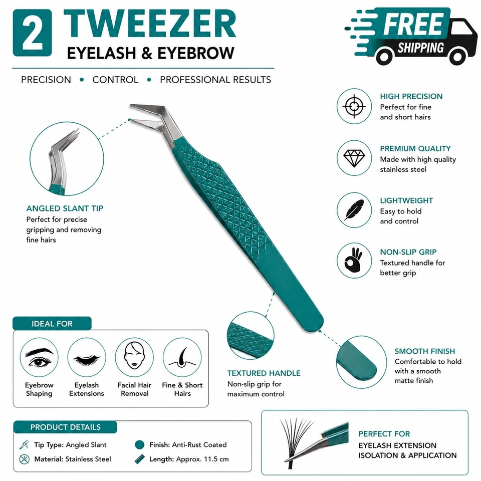 7 Pieces Eyelash Extension Tweezers Set Precision Lash Eyebrow Beauty Tools Kit - Image 4 of 4