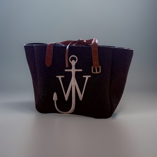 RARE JW Anderson Anchor Bumper Felt & Leather XL Tote Bag Grey Great Condition