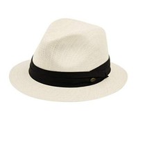 Mens Summer Fedora Cuban Style Short Brim Hat Large-X-Large F2688white