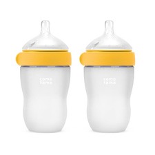 Silicone Baby Bottle 8oz Wide Neck Dual Anti Colic Yellow Pack Comotomo 2026