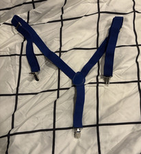 Herren Blau Y-Rücken Clip-On Hosenträger Verstellbar Einheitsgröße Elastisch Metall