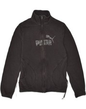 PUMA Womens Graphic Tracksuit Top Jacket UK 10 Small Black Cotton CQ05