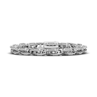 Men's Link Chain Bracelet in size 8.5'' inch 3/4 cttw Natural Diamonds 925 Silver