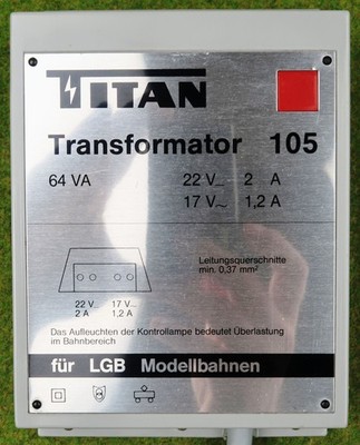 Titan 105 Gleichstrom Trafo 64 VA Alternative zu LGB 50060 (5006) Transformator 